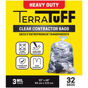 Trash Bag 3 mil Clear TerraTuff 32/Box