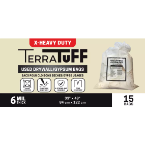 Bag Drywall/Gypsum Clear Terratuff 6mil 33"x48" 15/Box