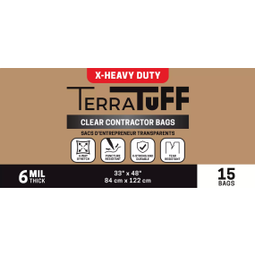 Bag Trash Terratuff Clear H/D 6mil 33X"X48" 15/Box